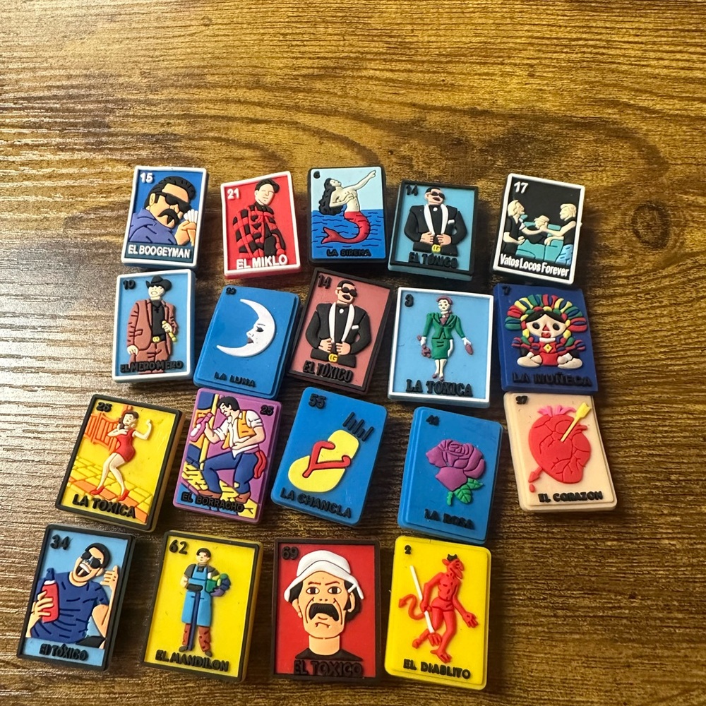 Colorful Lotería Tile Set Rubber Charms - Mixed Colors all are included